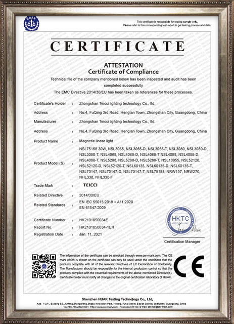 professional magnetic linear light certificate